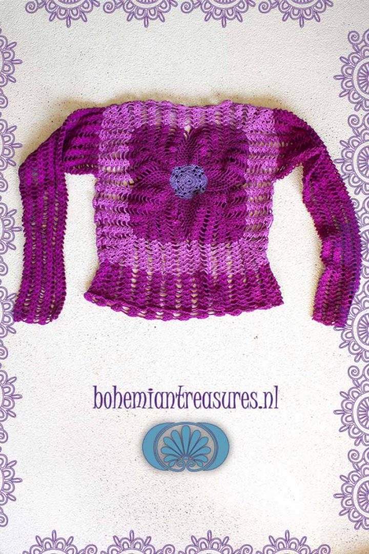 crocheted sweater pink purple boho