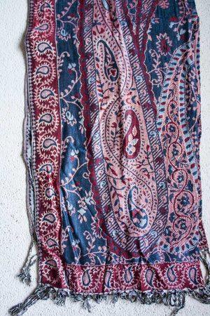 pashmina sjaal dieprood roze en blauw