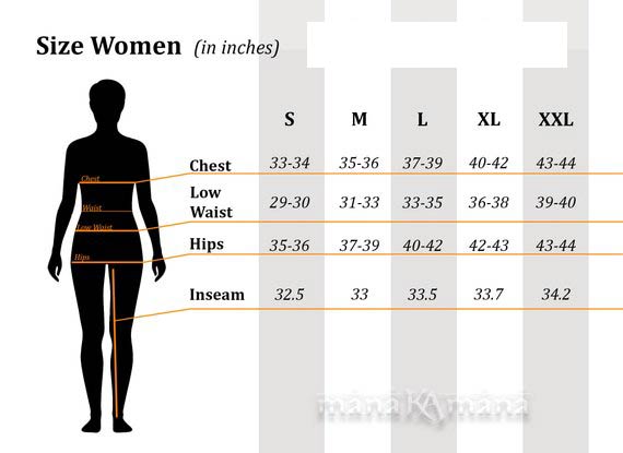size chart harem kleding
