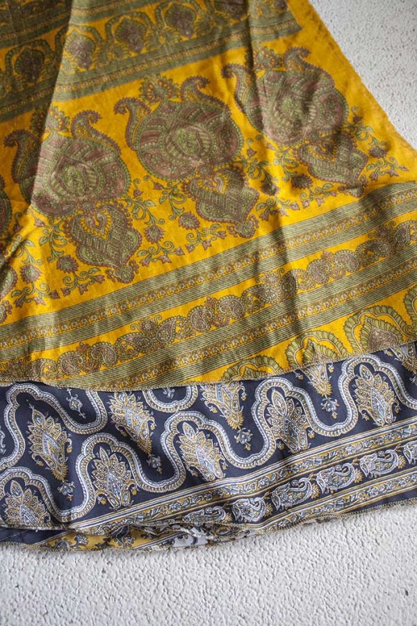 Gipsy bohemian sari wikkelrok geel wit blauw