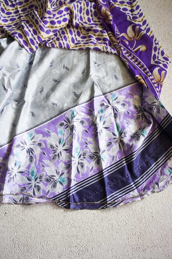 Gipsy bohemian sari wikkelrok paars lichtbruin en grijs
