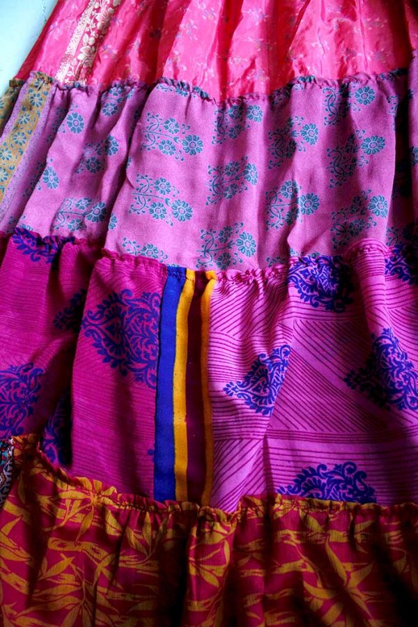 lange zigeunerrok boho sari roze