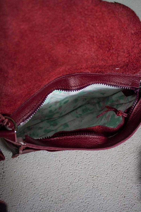 schoudertas rood met flap echt leer Vlinderz