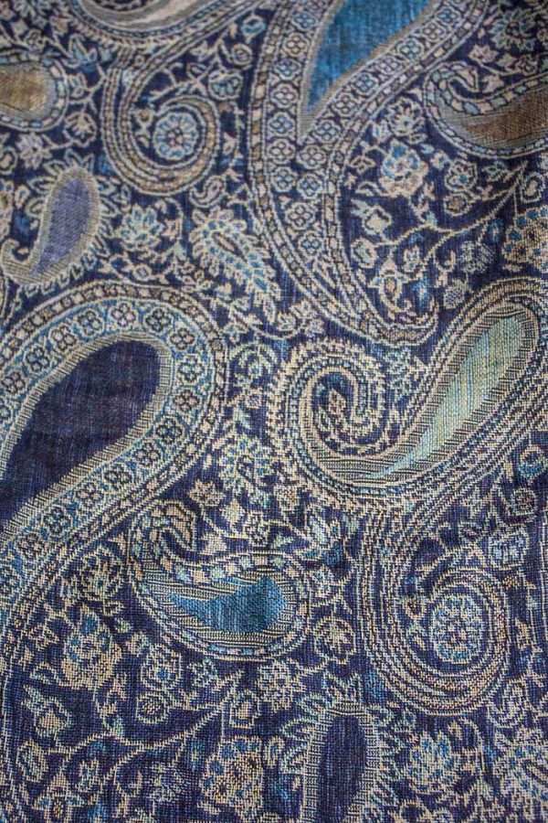 Pashmina sjaal met franjes blauw paars turqoise