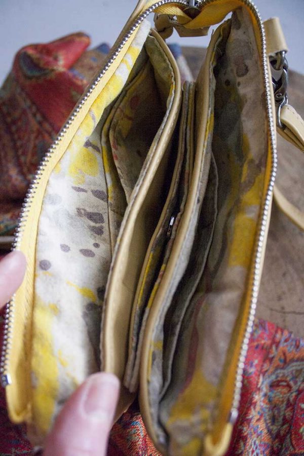 clutch zacht geel leer met portemonnee