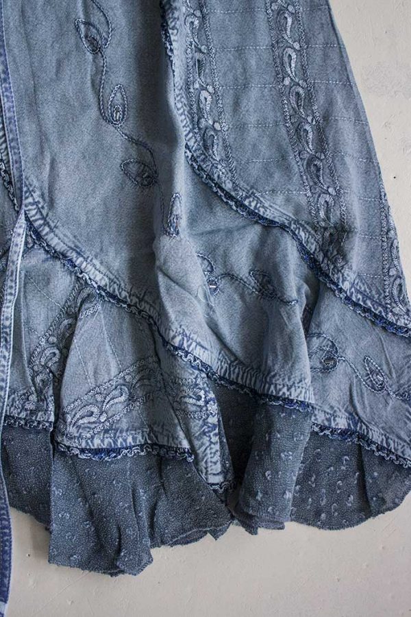 Halflange jurk zilverblauw met embroidery India