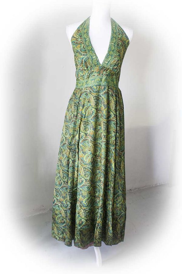 Gypsy lange jurk groen halter model