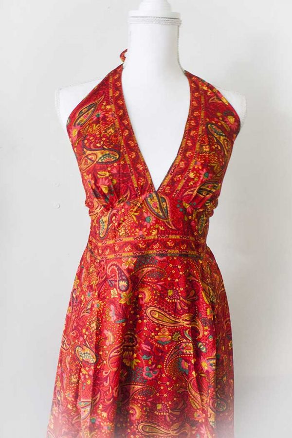 Gypsy lange jurk rood halter model