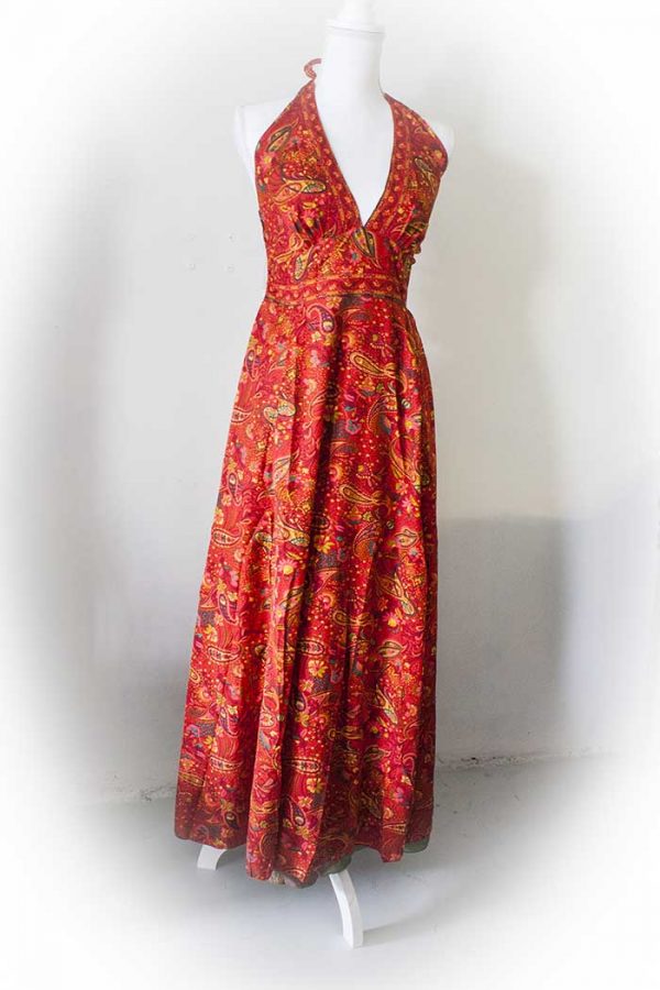 Gypsy lange jurk rood halter model