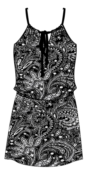 Mini jurkje in zwart wit orientaalse print