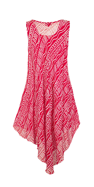 Tuniek jurk viscose vrolijk rood met wit