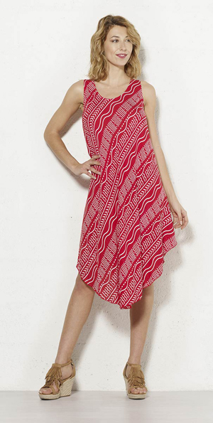 Tuniek jurk viscose vrolijk rood met wit