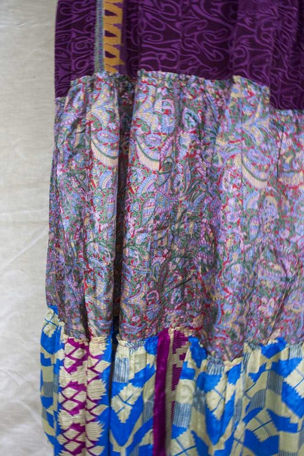 strokenrok  lagen sari rozepaars met blauw