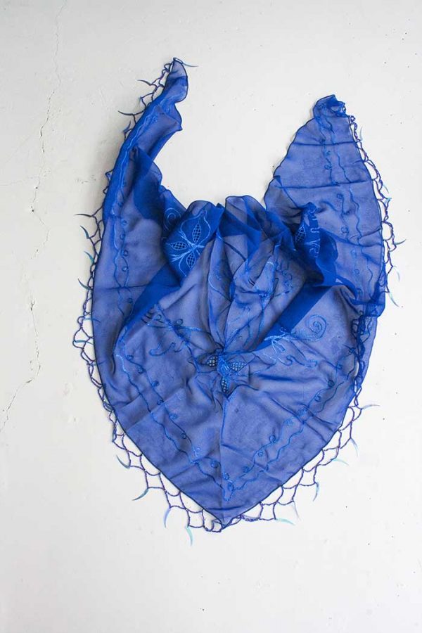 sjaal driekhoek buikdans kraaltjes borduursel kobaltblauw