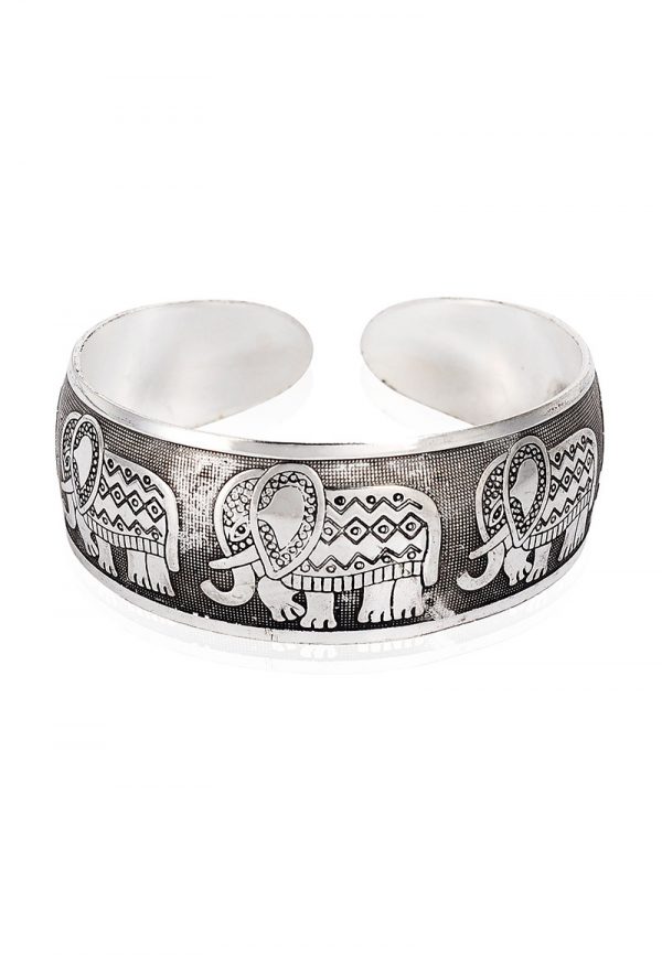 Armband zilverkleur olifantjes cuff