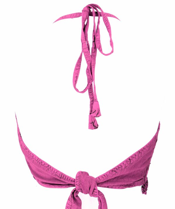 Bikini model top stonewash roze India met borduursel