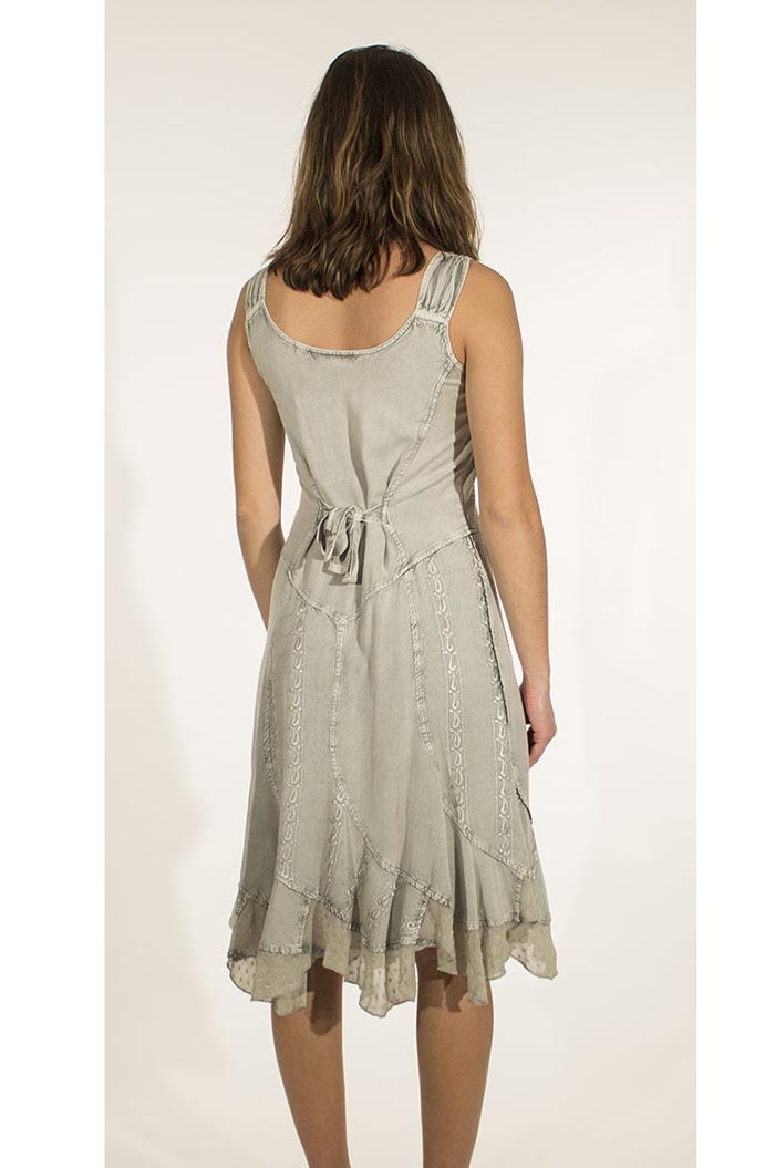 Rayon princess dress with embroidery silvergrey