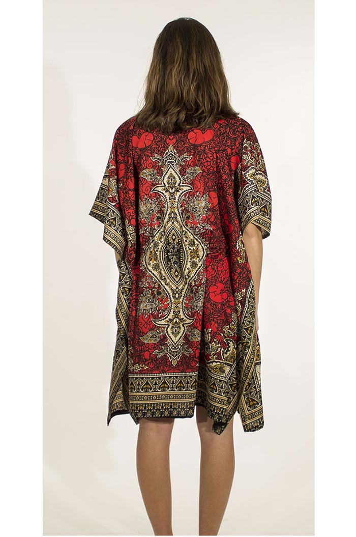 fax functie praktijk Bekijk Product: Tuniek/poncho/kimono kaftan blouse rood orientaals -  Bohemian Treasures