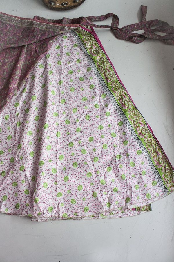 Sari India gipsy wikkelrok magisch roze groen wit
