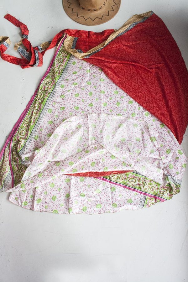 Gipsy ibiza boho sari wikkelrok rood wit groen