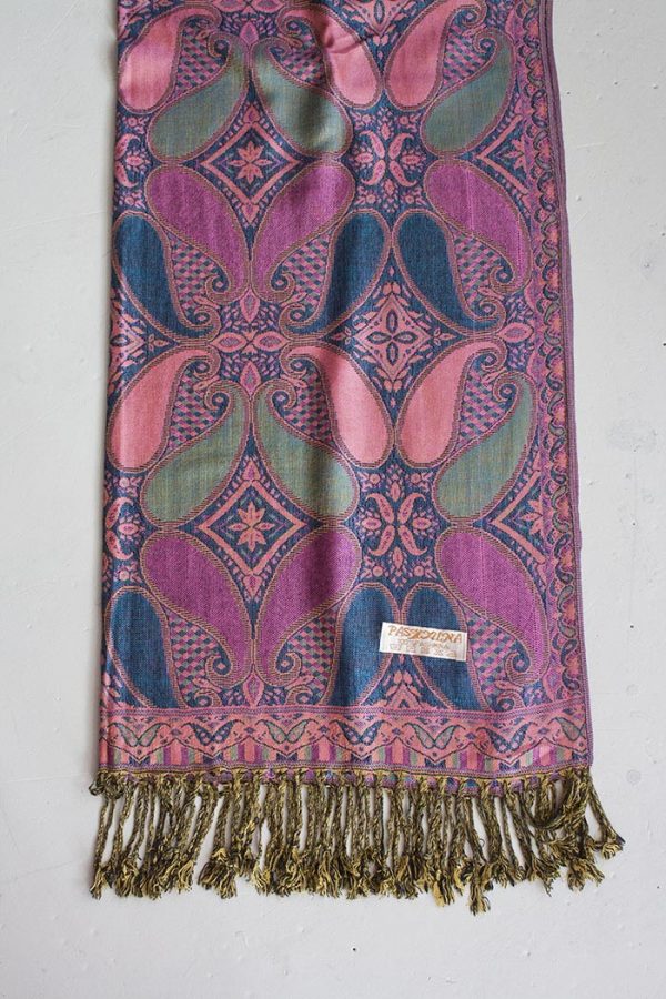 Pashmina sjaal azachtroze denimblauw