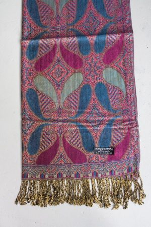 Pashmina sjaal helderblauw roze