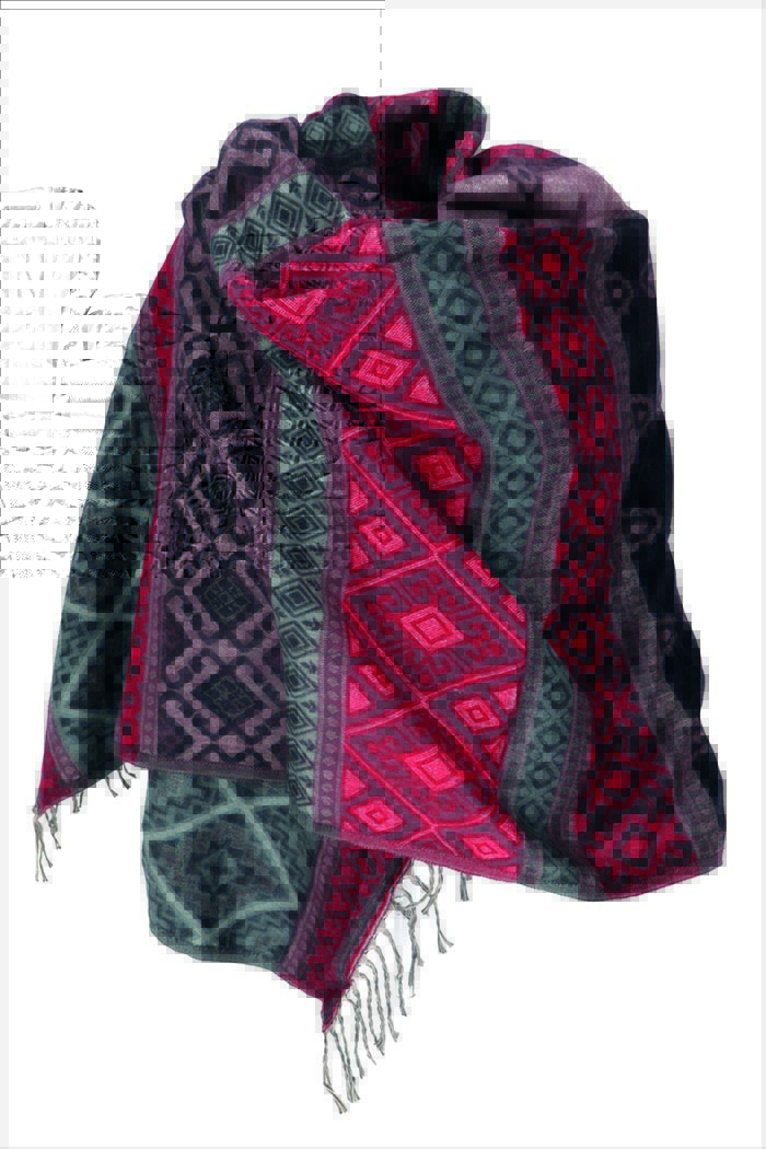 Soepel vervagen Chaise longue Bekijk Product: Warme grote sjaal met etnische print rood grijs zwart -  Bohemian Treasures