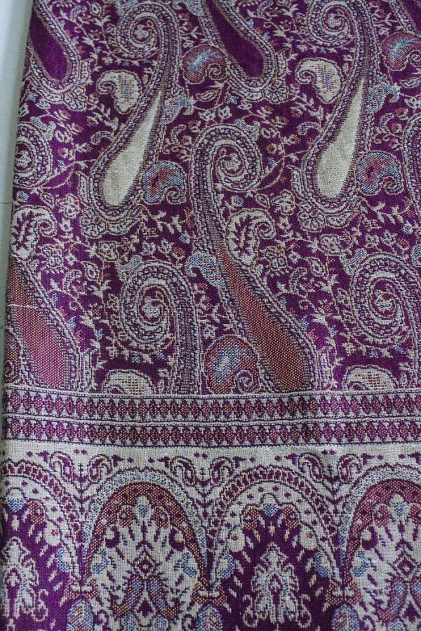 Pashmina sjaal met franjes roze met crem