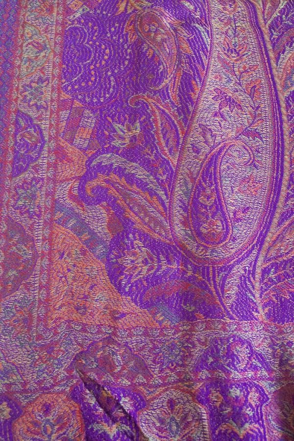Pashmina sjaal met franjes zacht paars oranje rood