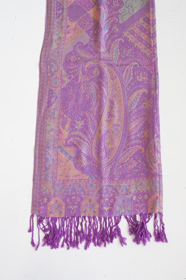 Pashmina sjaal met franjes zachte pastel tintjes
