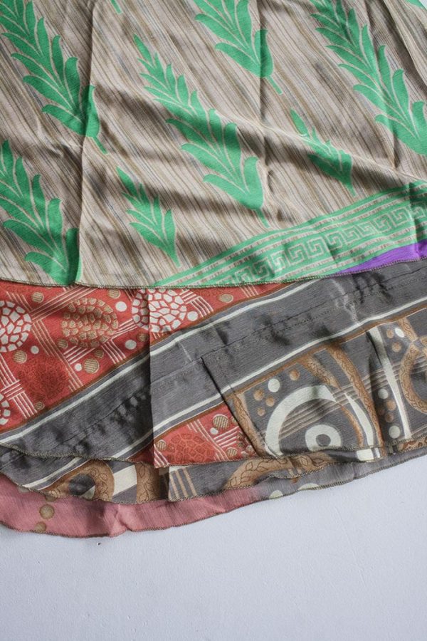 India sari magische wikkelrokken beige groen grijs