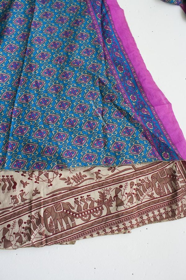 India sari magische wikkelrokken turqoise roze beige