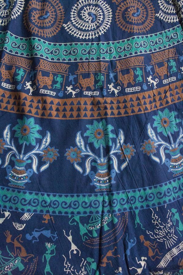 Katoenen wikkelrok India printjes blauw aquagroen afrika