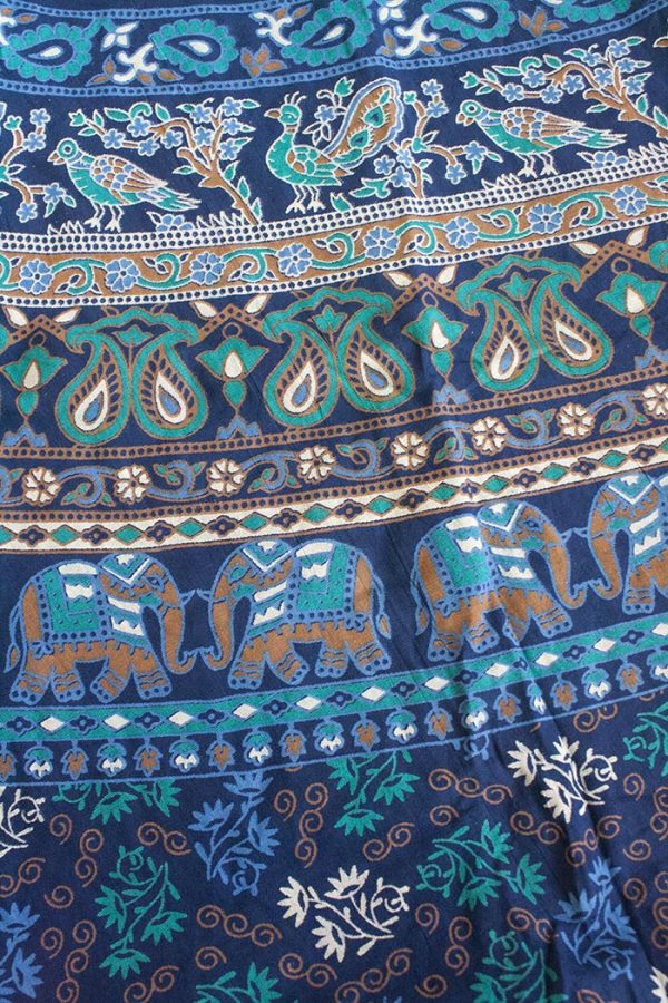 Katoenen wikkelrok India printjes blauw aquagroen olifantjes
