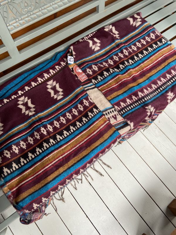 Pashmina sjaal terra met turqoise wit en rood   scaled