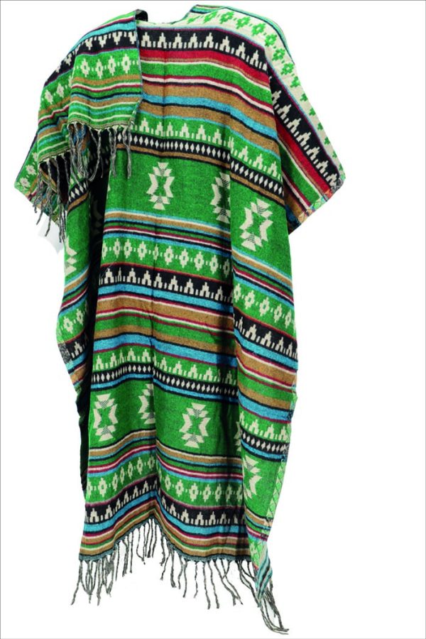 Sjaal poncho tribal groen