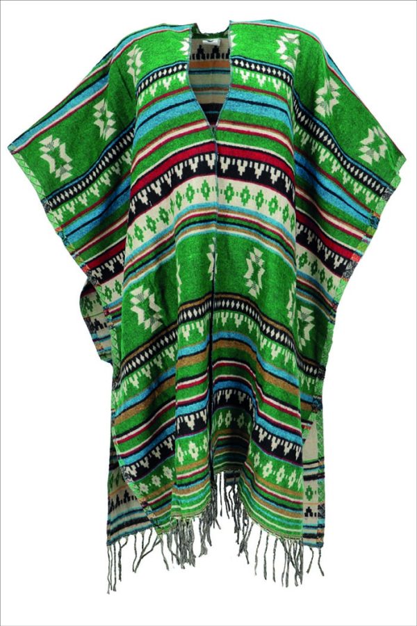 Sjaal poncho tribal groen