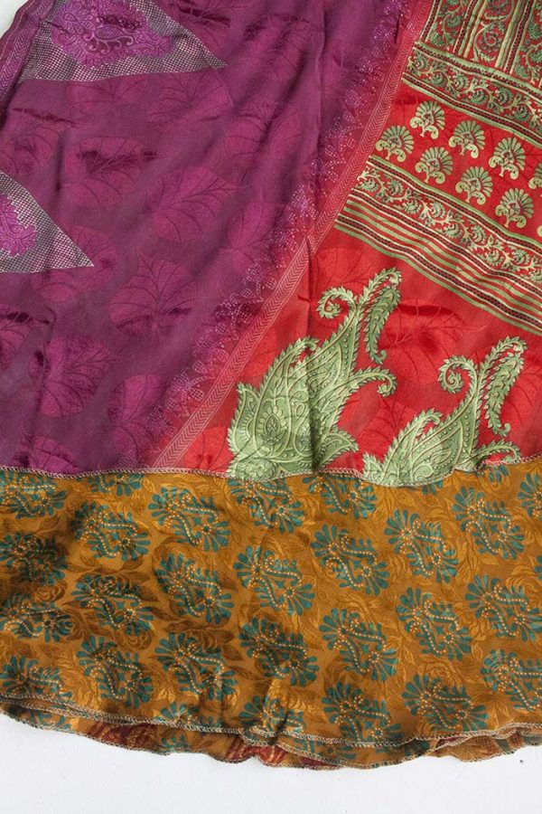 Sari India magische wikkelrok bordeaux rood bruin