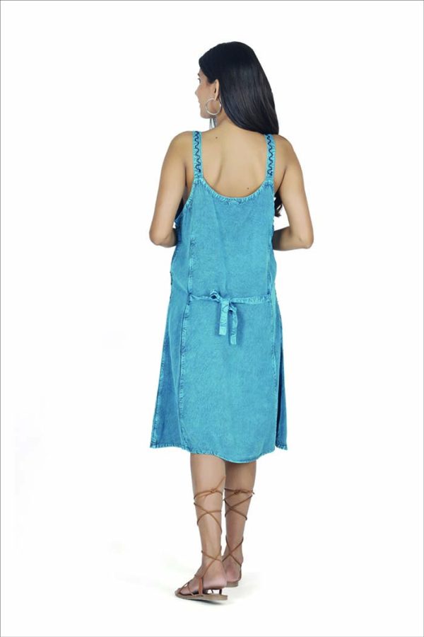 Jurkje india rayon met borduursels blauw