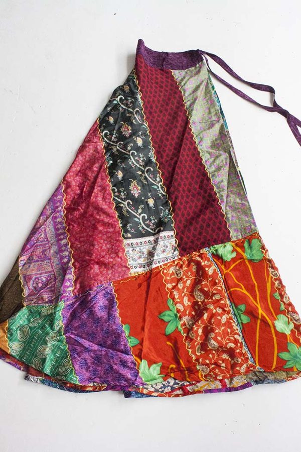 Multi print patchwork wikkelrok sari fabric design