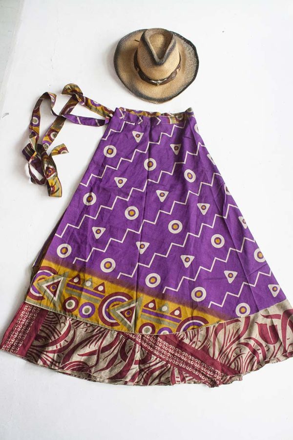 sari India magische wikkelrok paars bordeaux