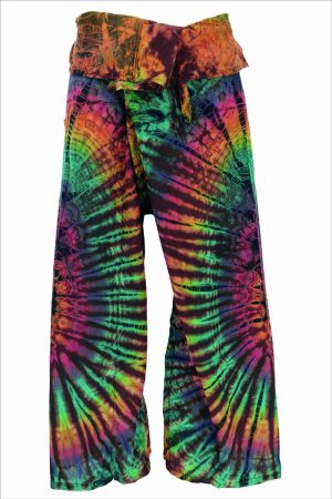 Thaise vissersbroek tie dye bruin pastelkleurtjes