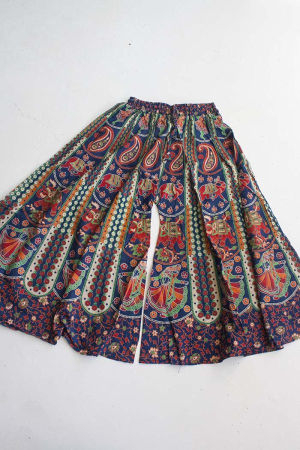 Wijde India broek blauw rood groen folklore